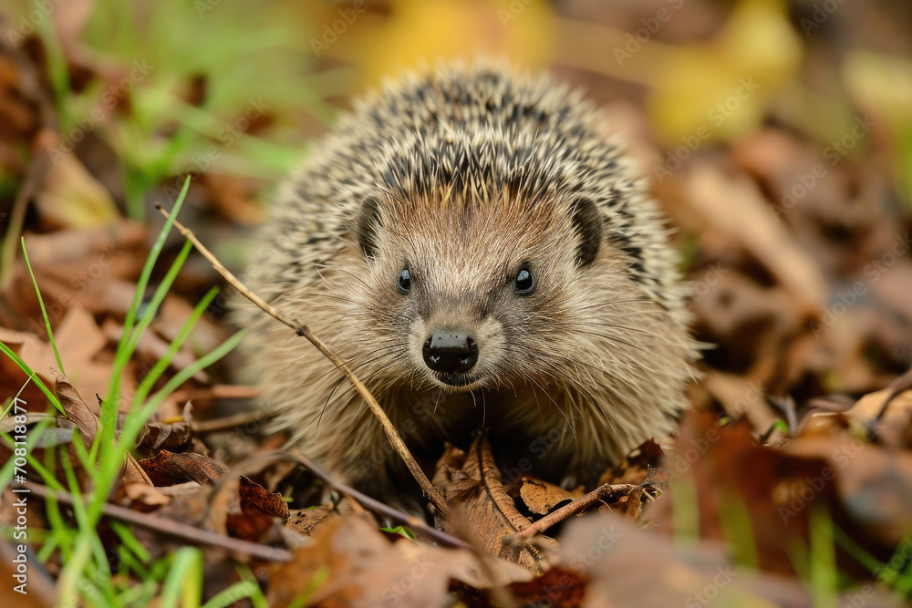 hedgehog close-up in nature Ai generative hedgehog close-up in nature Ai generative