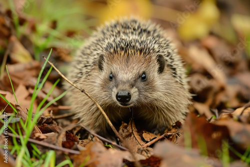 hedgehog close-up in nature Ai generative