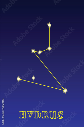 Constellation Hydrus. Illustration of the constellation Southern Hydra. Constellation of the southern hemisphere of the sky. It occupies an area of ​ ​ 243 square degrees in the sky, contains 32 stars photo