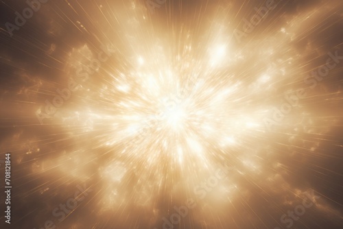 Abstract luminous golden effect with sparkling rays and white backlight.