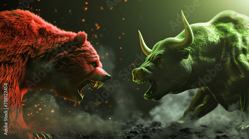 bull market vs break market, bull vs bear market, crypto finance forex stock market bull fighting the bear photo