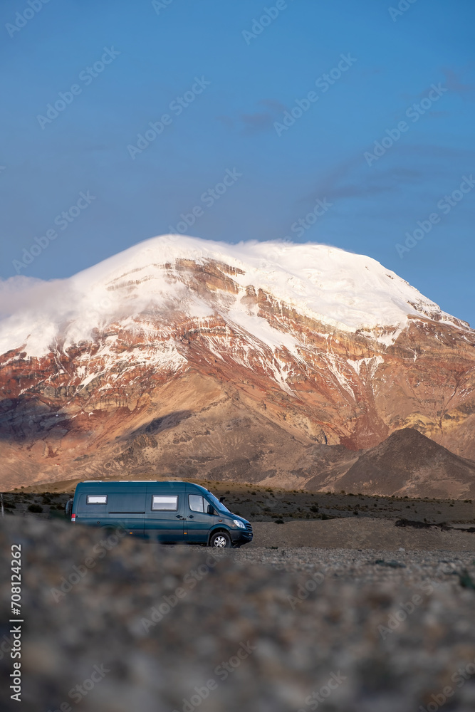 vanlife at blue hour in moutains