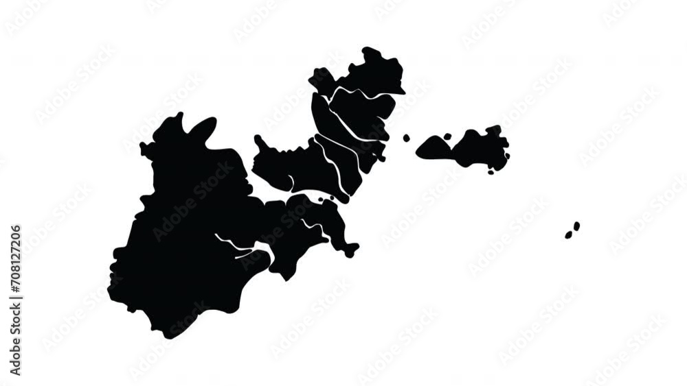 Animation forms a map of Shantou city in China Animation forms a map of Shantou city in China
