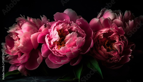 Freshness and beauty in nature, a vibrant pink peony blossom generated by AI