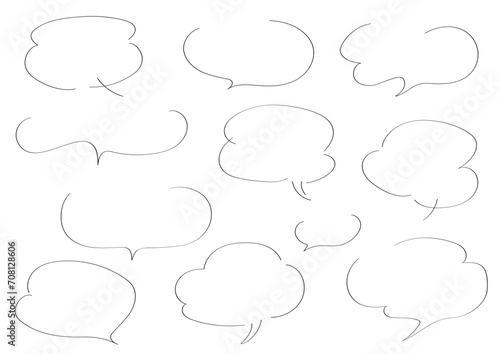 ゆるい手書きのふきだしセット（線画のみ）