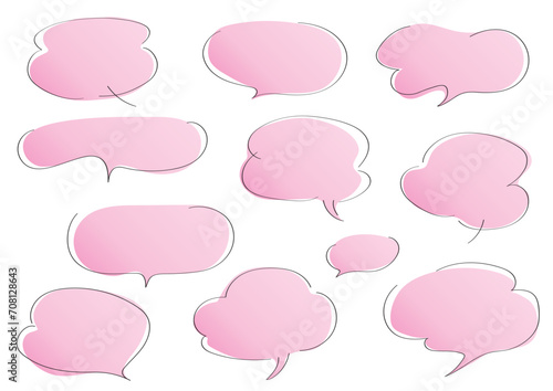 ゆるい手書きのふきだしセット（ラフな着色）