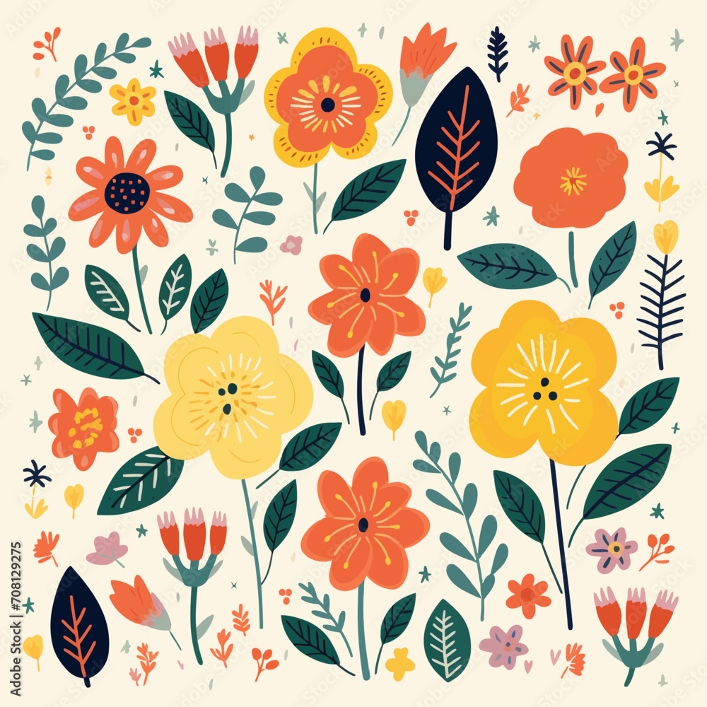 vector garden botanical element collection set