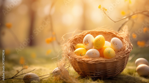 easter eggs in a basket