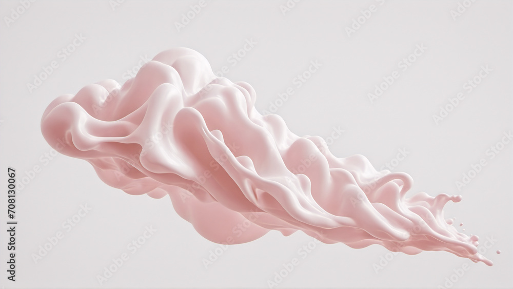 Serenity Swirl: Whispers of Pink, pink cream, blob, light cream, fluid, flying 3d blob, yoghurt, wallpaper, art, wallart, decor, decoration	