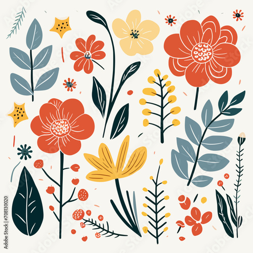 vector garden botanical element collection set