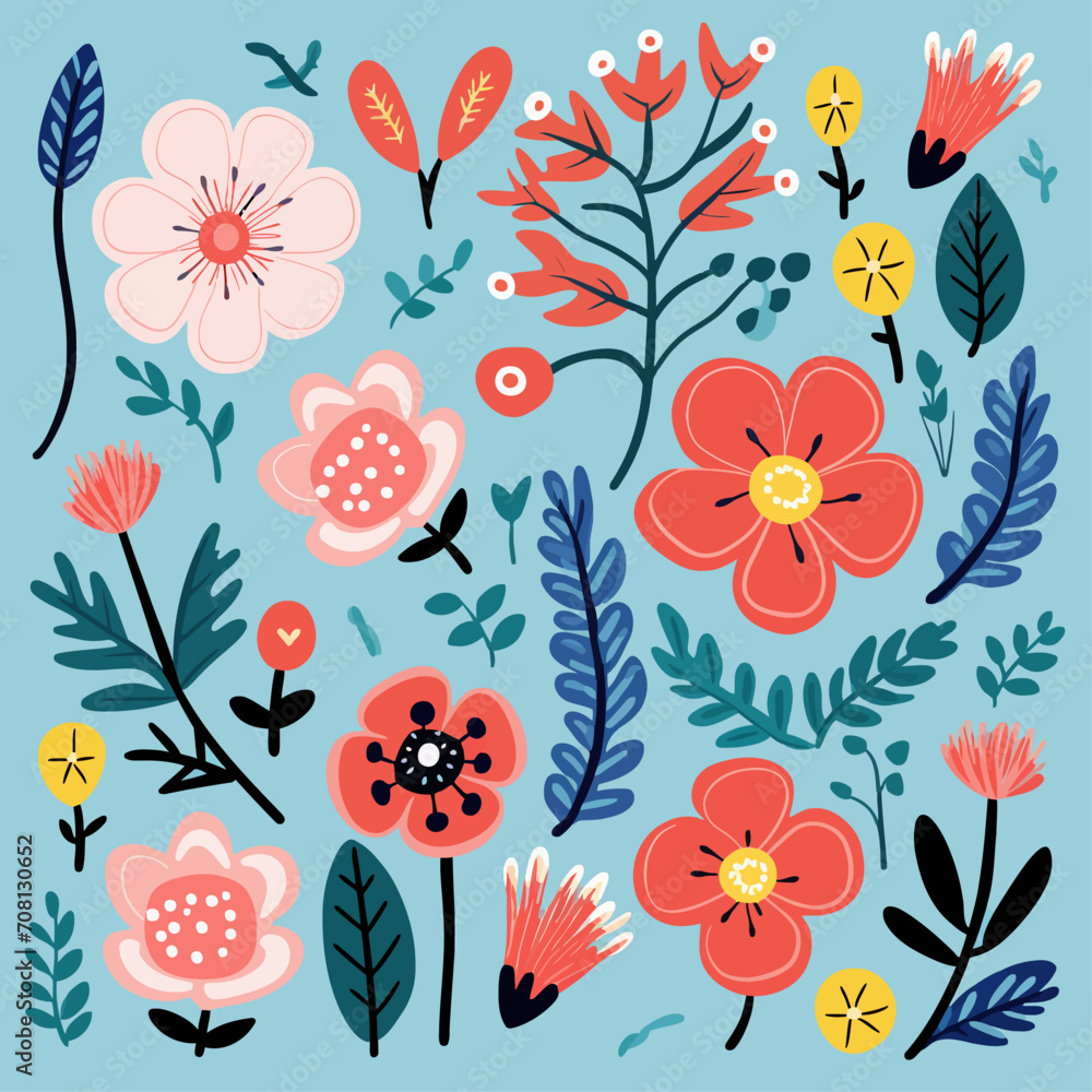 vector garden botanical element collection set vector garden botanical element collection set
