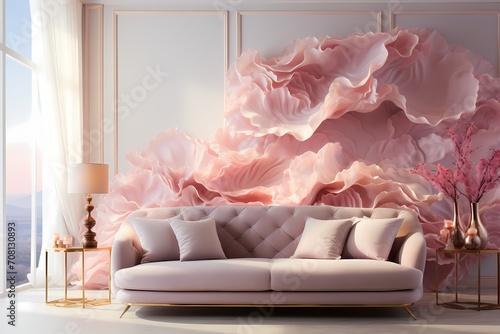 Liquid cascades of rose gold and soft blush pink  forming a delicate and enchanting abstract background texture for a wallpaper that exudes elegance