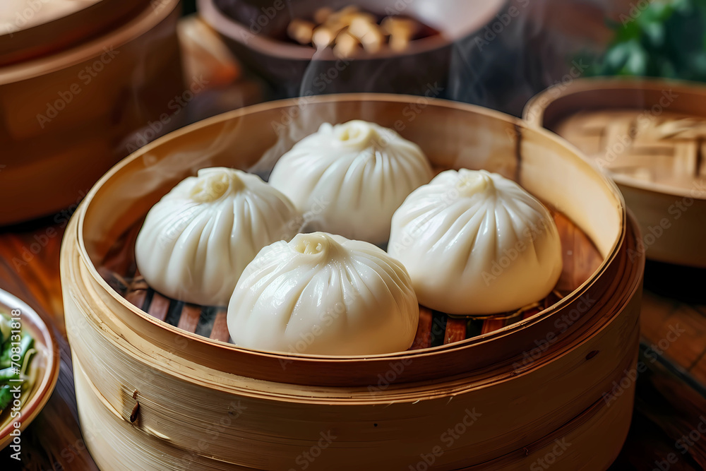 Baozi - China - Steamed buns, pork, vegetables, soy sauce, sesame oil Baozi - China - Steamed buns, pork, vegetables, soy sauce, sesame oil