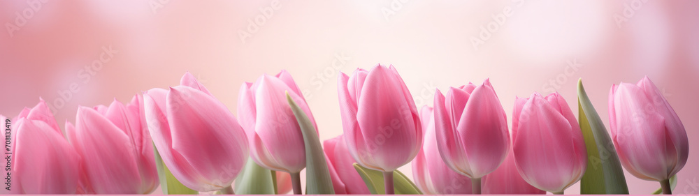 pink tulips on a pink blurred background