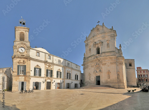 Bell tower and clock in Martina Franca Puglia,  Italy © robnaw