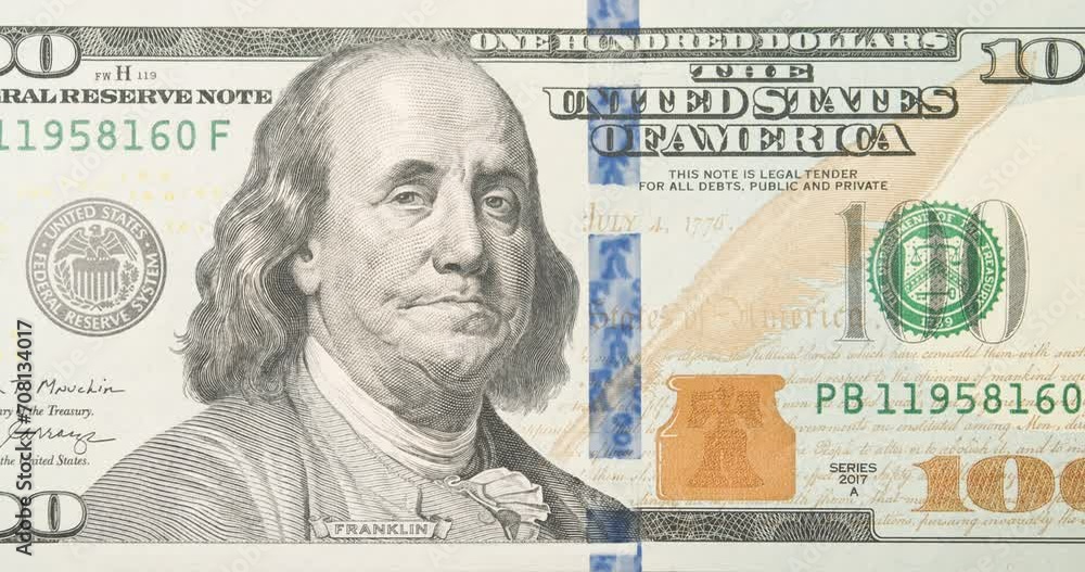 Sad, upset dollar animation of the USA money. Dollar financial crisis, economic depression, poverty concept. Benjamin Franklin on hundred dollar bill usd. Dollar, money problem