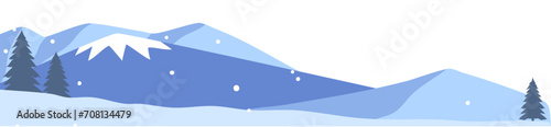 Landscape mountain winter with snowdrop