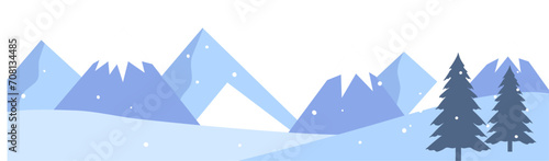 Landscape mountain winter with snowdrop