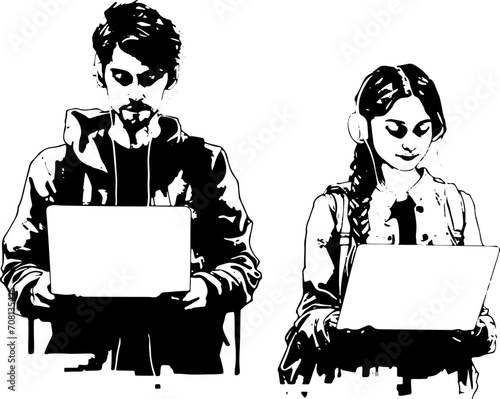 Verschiedene Vektorgrafiken aus den Bereichen: vektor, grafik, illustration, mensch, bar, abstrakt, sketch, Skizze, Silhouette, schwarz, weiß, black, white, 