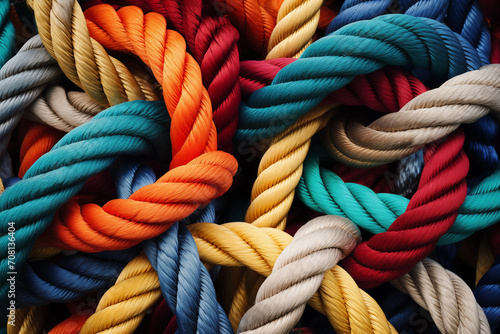 close up of a colorful rope intertwined together