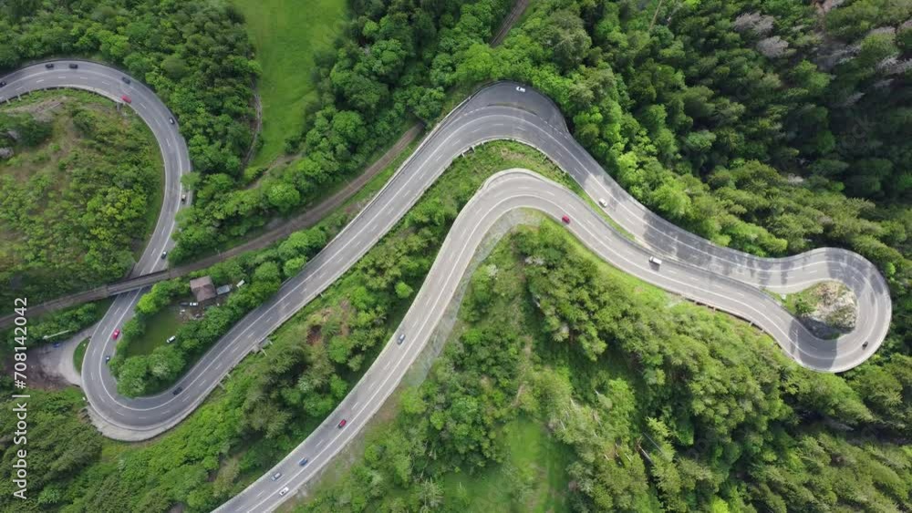 Beautiful road in the forest from the sky Beautiful road in the forest from the sky