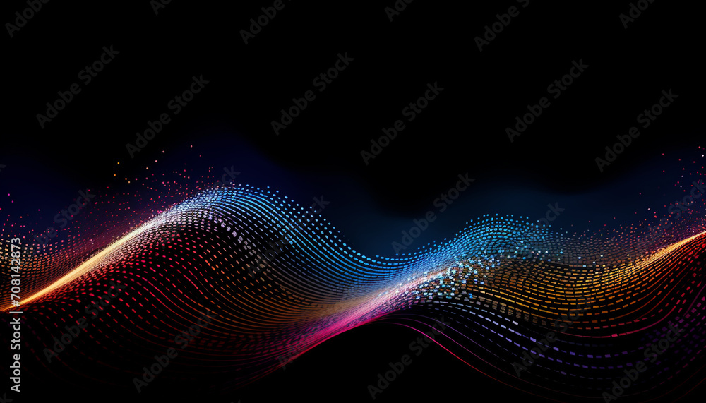 Glowing wave pattern in dark, futuristic backdrop generated by AI Glowing wave pattern in dark, futuristic backdrop generated by AI