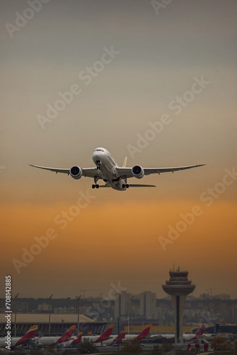 Beautiful image of a passenger plane taking off from the airport