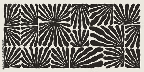 Abstract background matisse style. Contemporary botanic printable art, floral element wavy shapes. Modern vector illustration