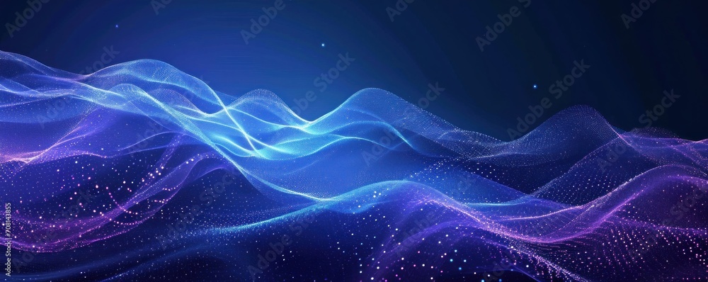 Fototapeta premium Technology abstract particle wave Background