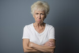 angry caucasian woman with folded arms