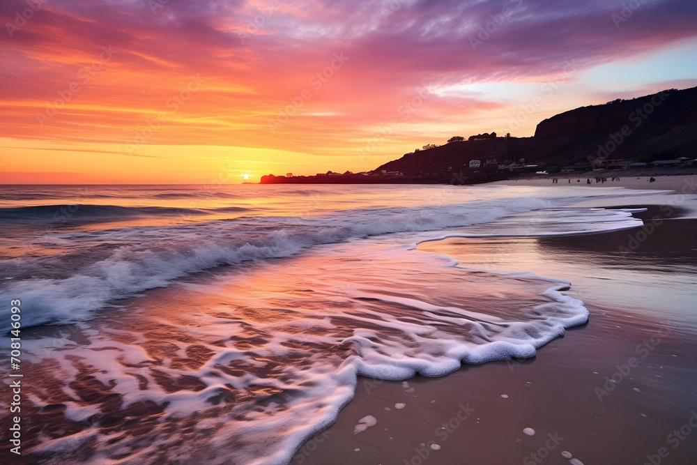 PC0006615 spectacular beach at dusk wallpaper, time-lapse high resolution, clean detailed