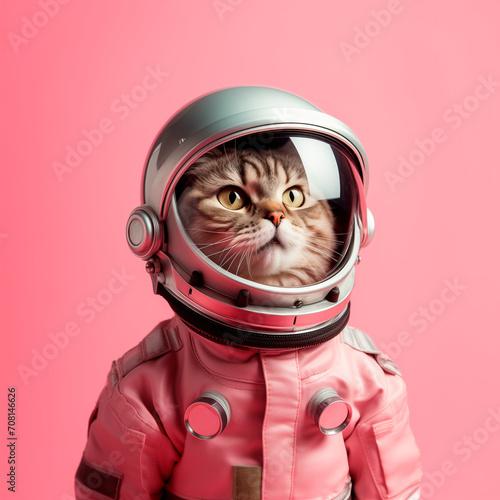 Curious Cat Astronaut Ready for a Space Adventure Generative AI image photo