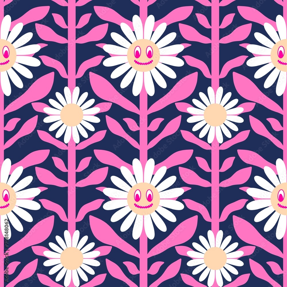 Cartoon retro floral seamless flower pattern for fabrics and linens and wrapping paper and kids clothes print Cartoon retro floral seamless flower pattern for fabrics and linens and wrapping paper and kids clothes print