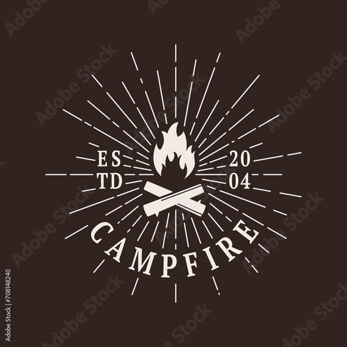 Hot campfire with logs vector illustration for print.