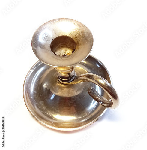 shiny metal Victorian candlestick holder