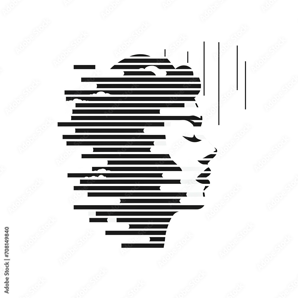 vector logo of a human with cloud head, graphic design, minimalist stroke lines, black and white, abstract. generative AI