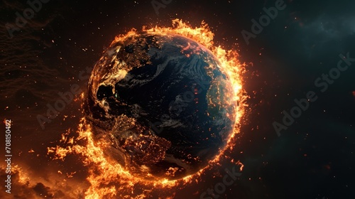 a planet earth lit on fire generative ai