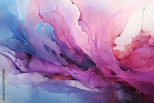 Liquid magenta and seafoam green blending into a serene abstract landscape