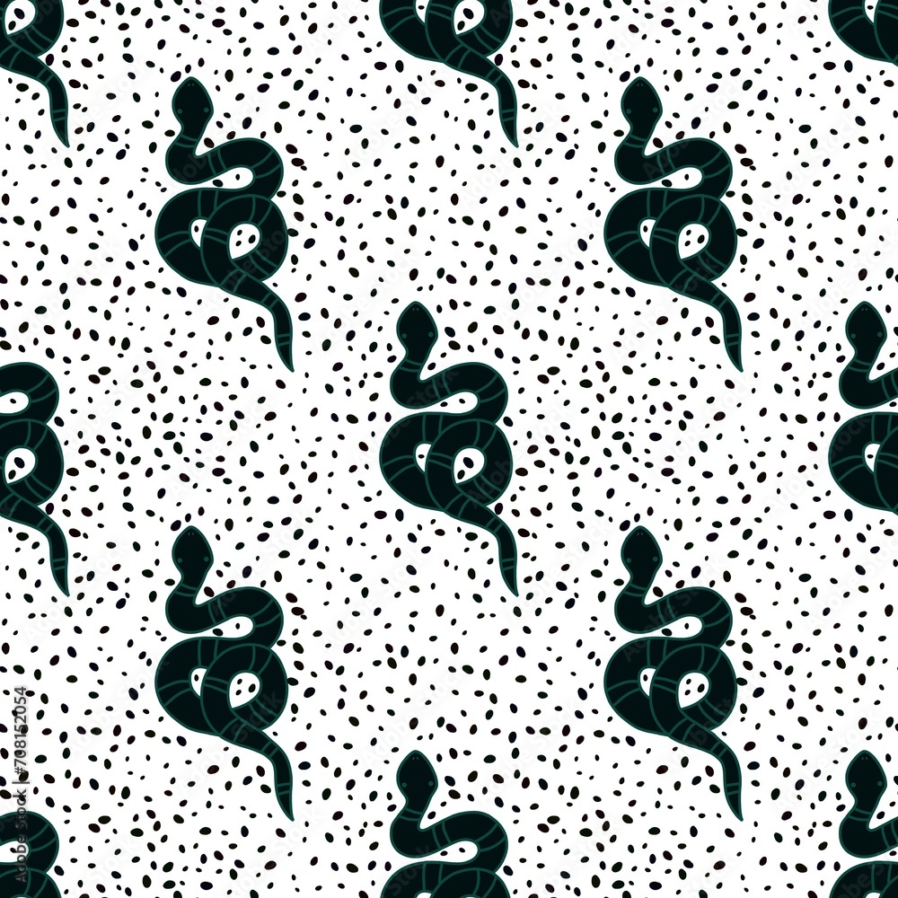 Obraz premium Cartoon animals seamless snakes pattern for wrapping paper and fabrics and new year 2025 packaging