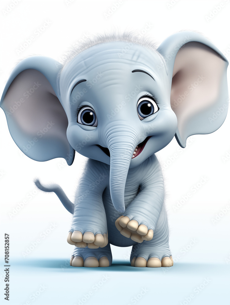 Dibujo caricatura infantil 3D de un elefante bebé