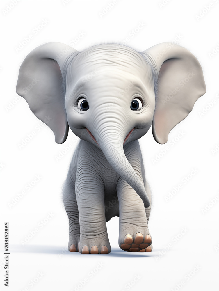 Dibujo caricatura infantil 3D de un elefante bebé