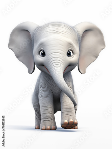 Dibujo caricatura infantil 3D de un elefante beb  