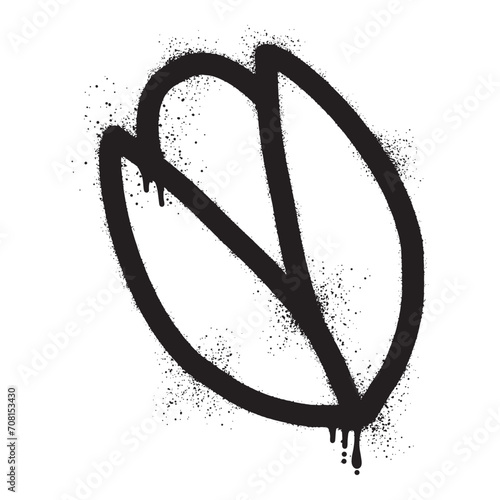 Pistachio graffiti drawn with black spray paint