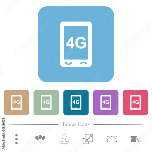 Fourth generation mobile connection speed flat icons on color rounded square backgrounds Free Download Fourth generation mobile connection speed flat icons on color rounded square backgrounds - GFXLoad