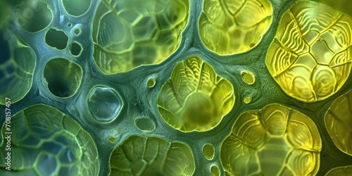 Cells of a plant under a microscope photo
