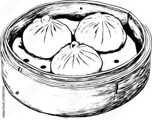 Baozi, steamed bao buns. Vector EPS 10 illustration.