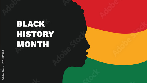 Black History Month or African American History. Holiday Concept with Silhouette of Black Woman. Template for Background, Banner, Card, Poster 