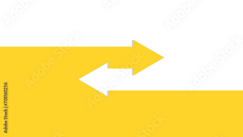 Opposing arrows on yellow and white background photo