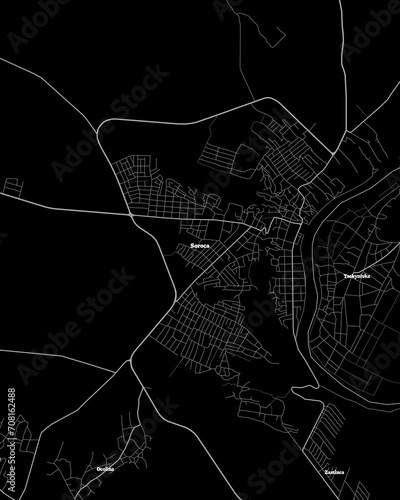 Soroca Moldova Map, Detailed Dark Map of Soroca Moldova photo