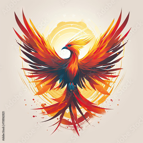 Colourful phoenix logo concept